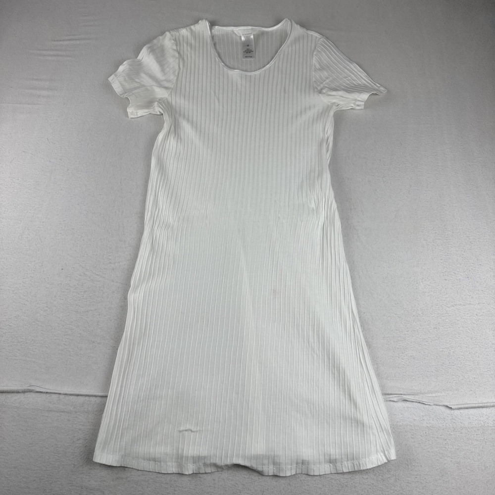 Hanro of Swirtzerland Womens Ribbed Nightgown XS White READ Cotton Sleepwear